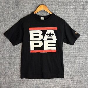 A Bathing Ape BAPE x RUNDMC Black Red White Star Made in Japan Mens Small